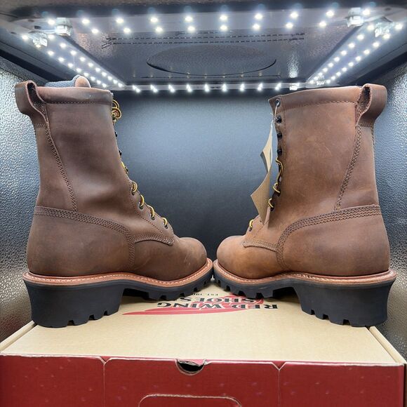 Red Wing 620 9” Mens Size 8.5 D Logger Boots Waterproof Brown Soft Toe Work